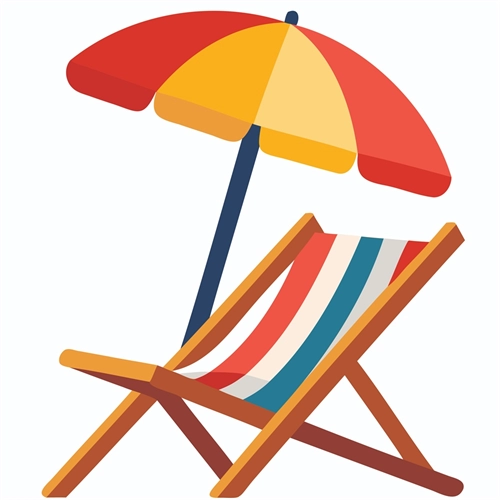 Summer Theme Beach Chair with Umbrella Transparent Sticker